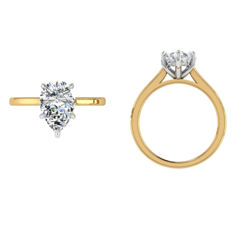 Classic Hidden Halo Pear Engagement Ring Thenetjeweler