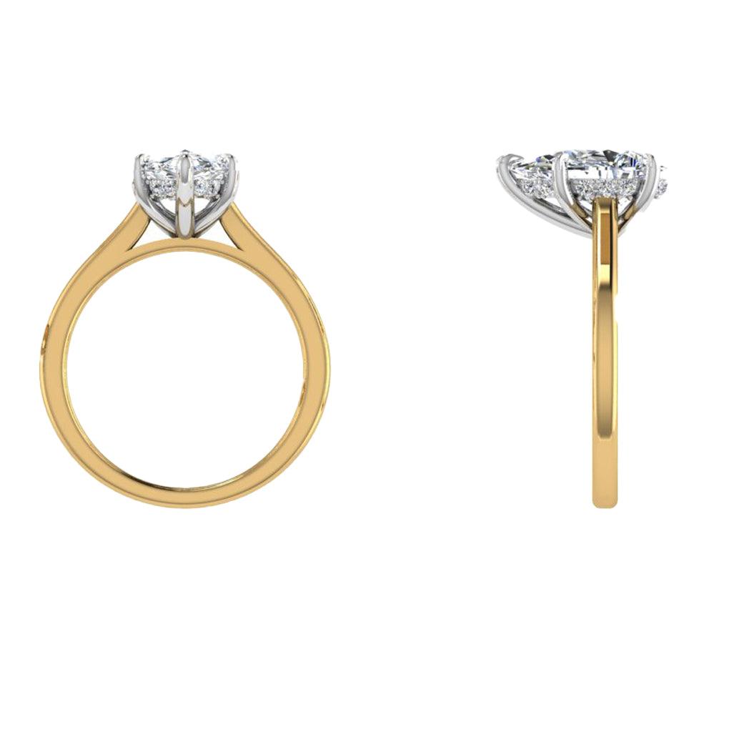 Classic Hidden Halo Pear Engagement Ring - Thenetjeweler