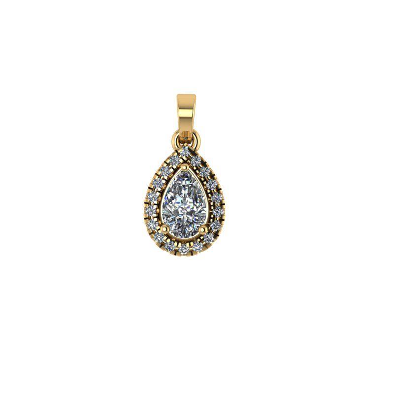 Pear Lab Created Diamond Halo Pendant - Thenetjeweler