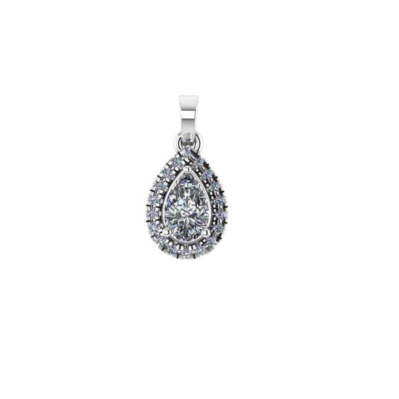 Pear Lab Created Diamond Halo Pendant - Thenetjeweler