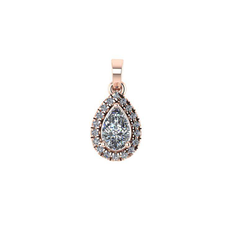 Pear Lab Created Diamond Halo Pendant - Thenetjeweler