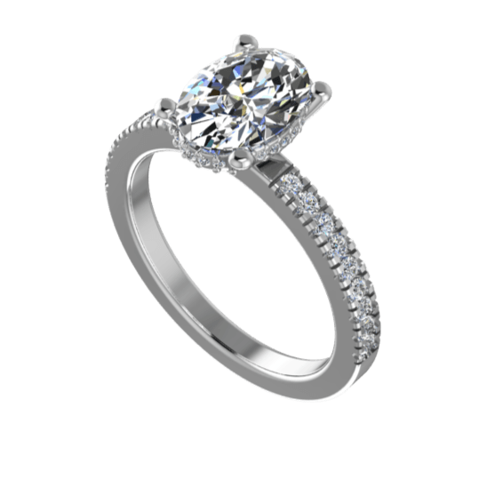 Oval Diamond Engagement Ring with Side Stones 0.26 CTW - Thenetjeweler