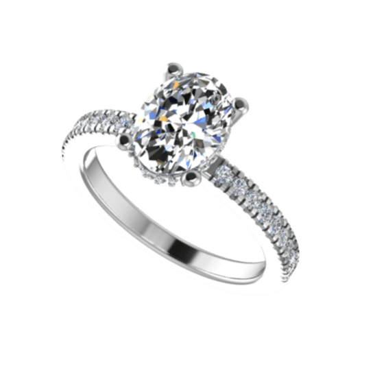 Oval Diamond Engagement Ring with Side Stones 0.26 CTW - Thenetjeweler
