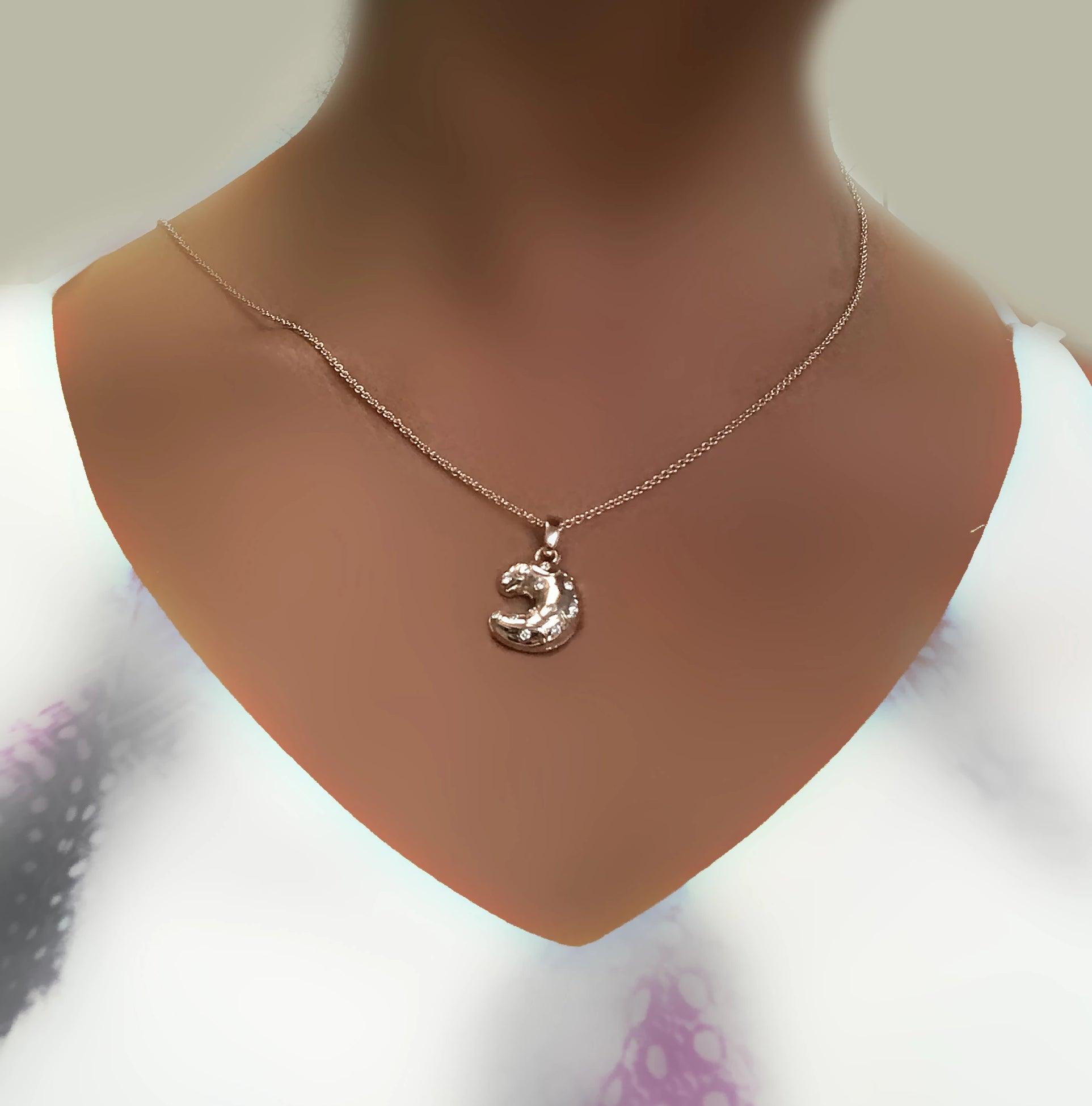 Croissant Pendant Rose Gold with Diamonds - Thenetjeweler