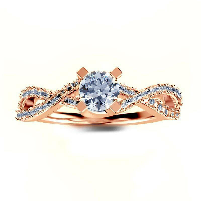 Diamond Split Shank Wave Design Engagement Ring - Thenetjeweler