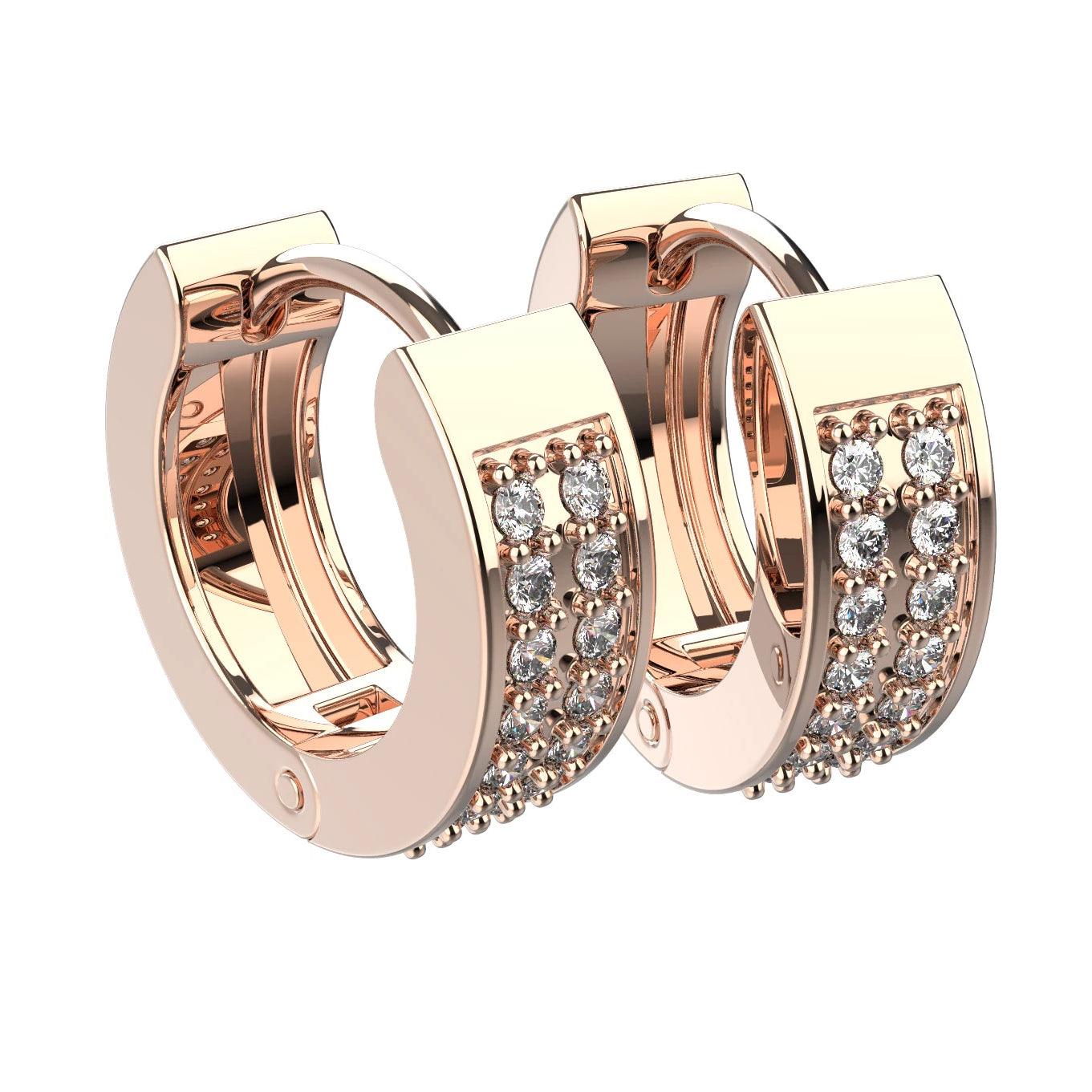 Double Row Pave Huggie Earrings 14K Gold - Thenetjeweler