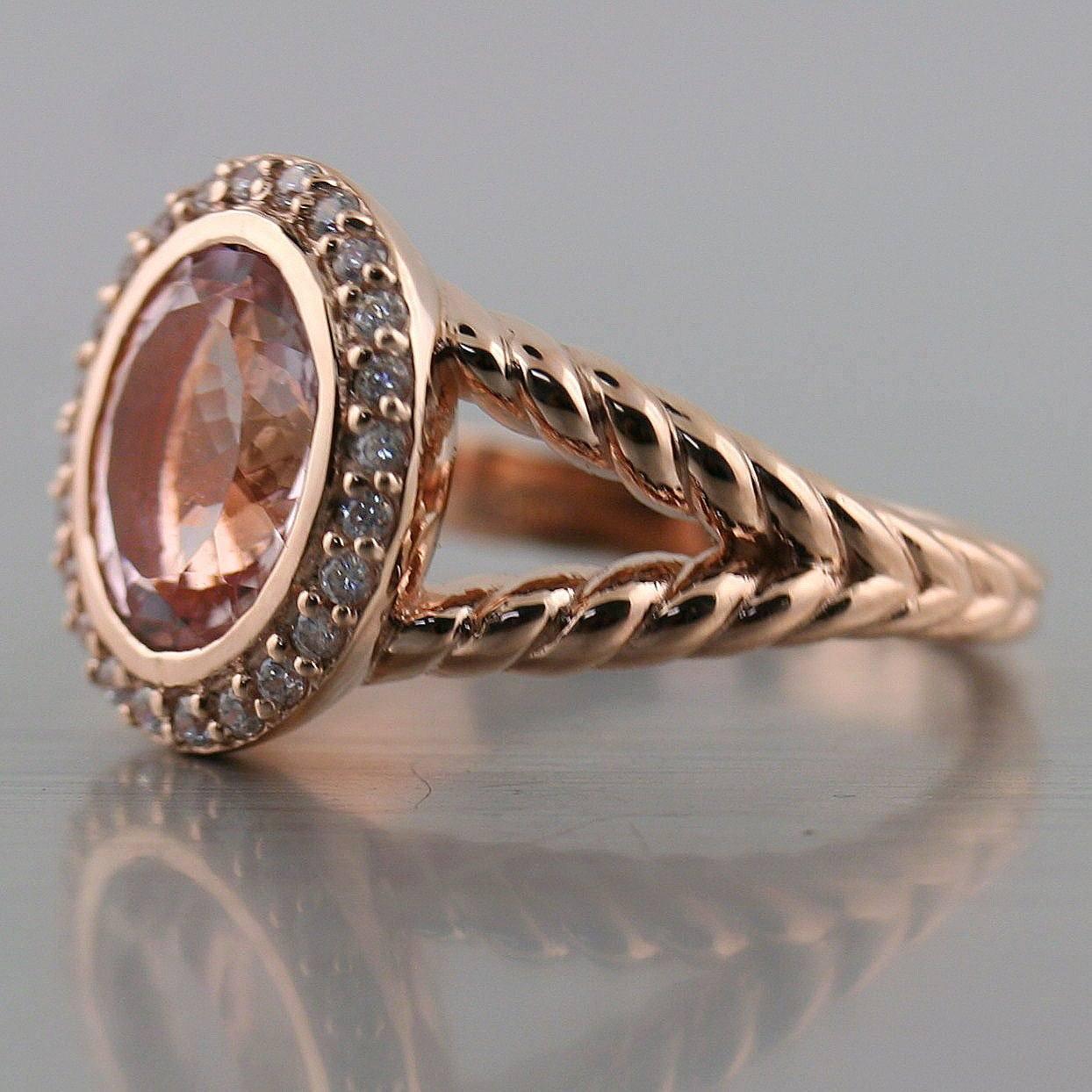 Morganite diamond ring rose gold - Thenetjeweler