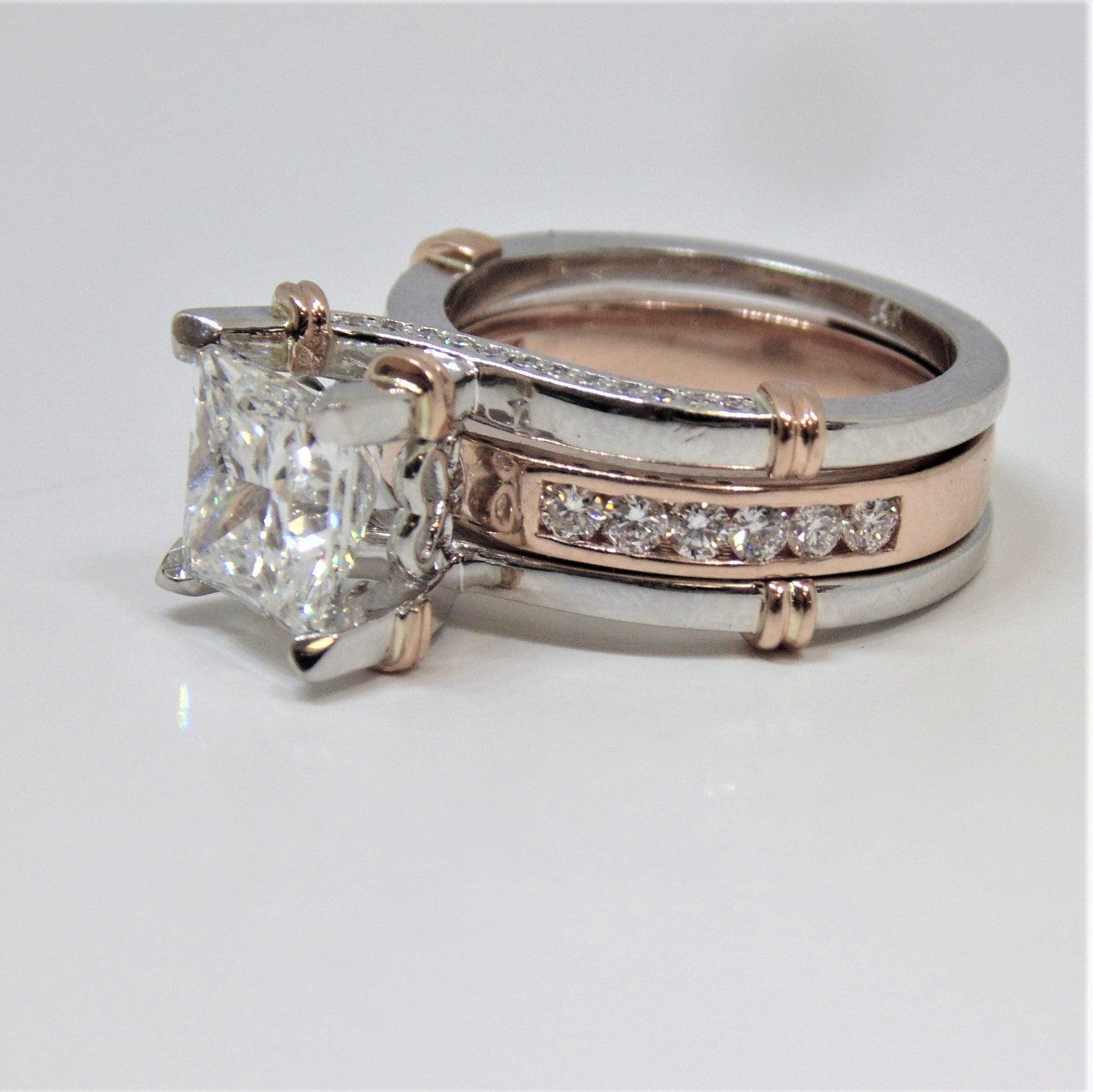 Princess cut Diamond Ring jacket Bridal Set - Thenetjeweler