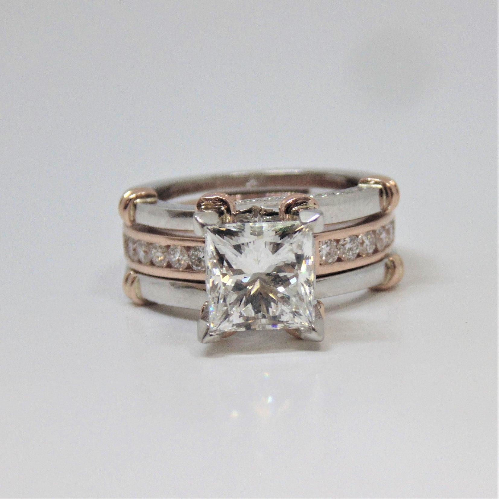 Princess cut Diamond Ring jacket Bridal Set - Thenetjeweler