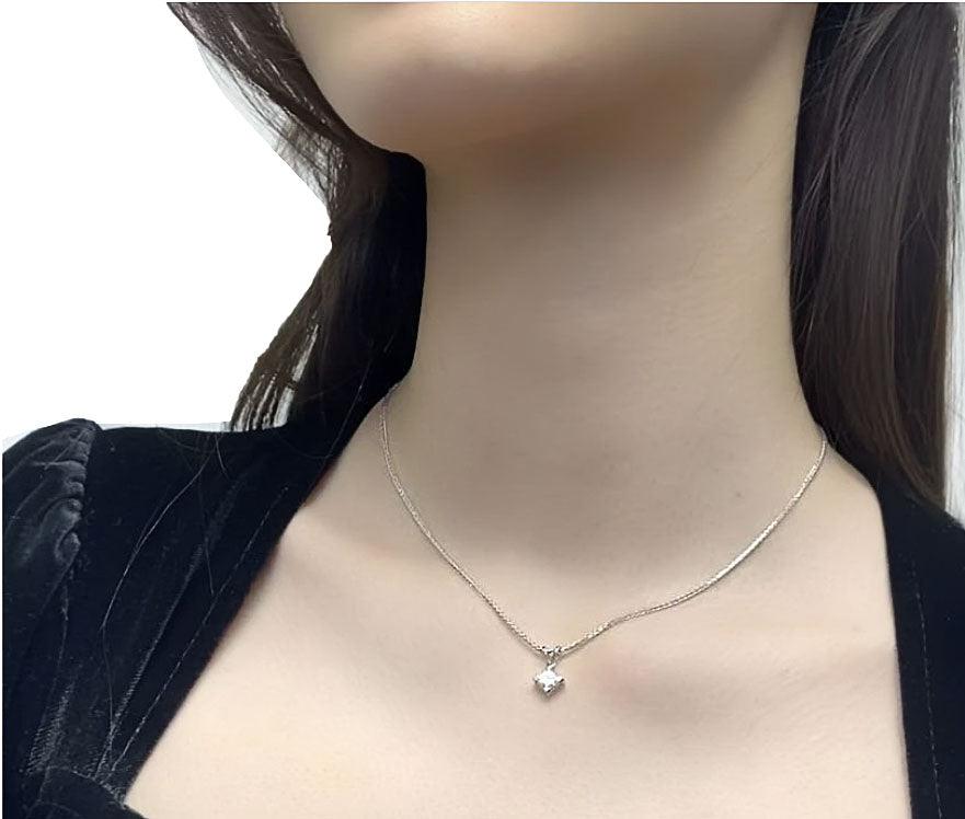Princess-Cut Diamond Solitaire Pendant in 14k White Gold - Thenetjeweler