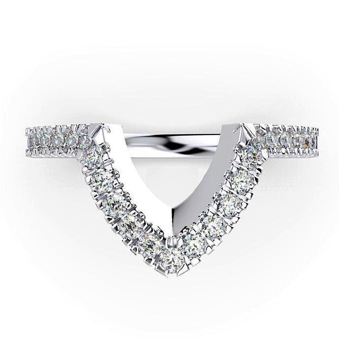 V-Shape Diamond Ring 18K White Gold - Thenetjeweler