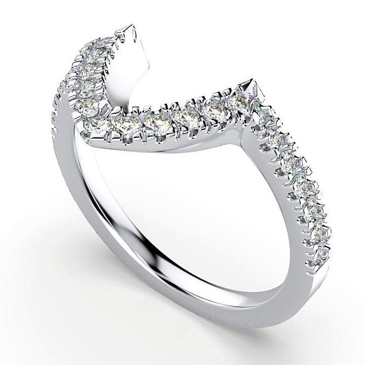 V-Shape Diamond Ring 18K White Gold - Thenetjeweler