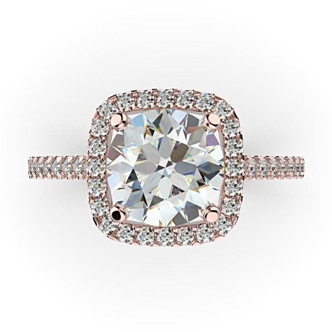 Cushion Cut Diamond Halo Engagement Ring 18K White Gold Setting - Thenetjeweler