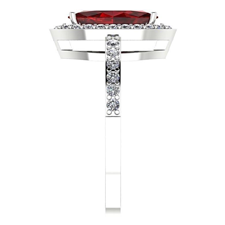 Garnet Marquise Halo Diamond Ring 14K White Gold - Thenetjeweler