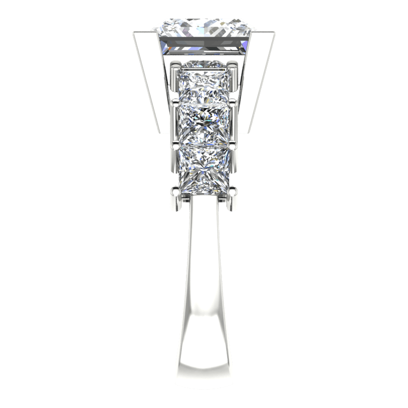 Princess Diamond Engagement Ring with Side Stones 18K Gold - Thenetjeweler