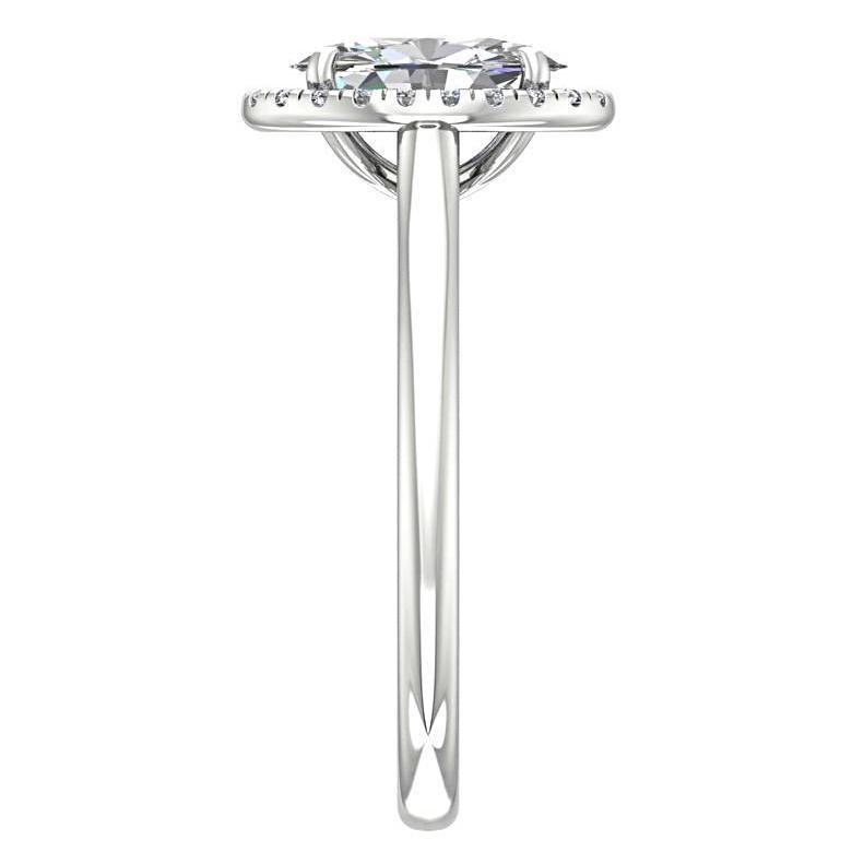 Oval Diamond Halo Engagement Ring 18K White Gold - Thenetjeweler