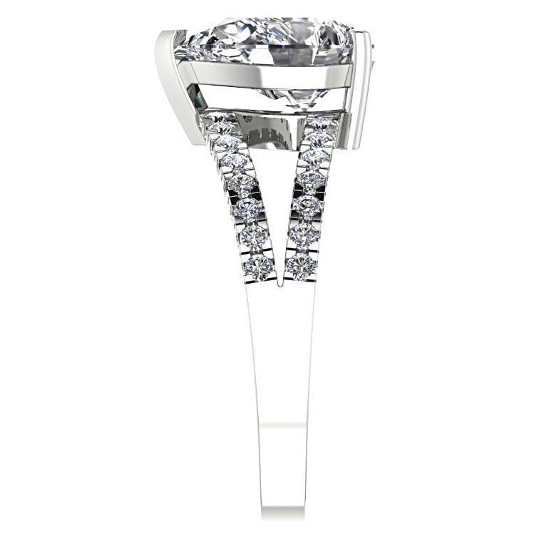 Pear Diamond Split Shank Engagement Ring with Side Stones 18K White Gold - Thenetjeweler