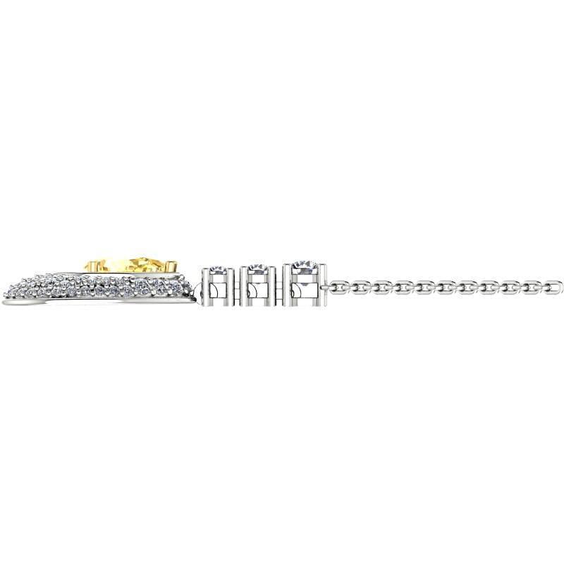 Pear Citrine Diamond Pendant Necklace 18K White Gold - Thenetjeweler