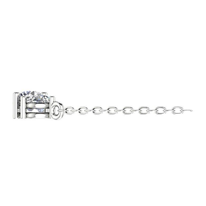 Three Stone Diamond Pendant Necklace 14K White Gold - Thenetjeweler