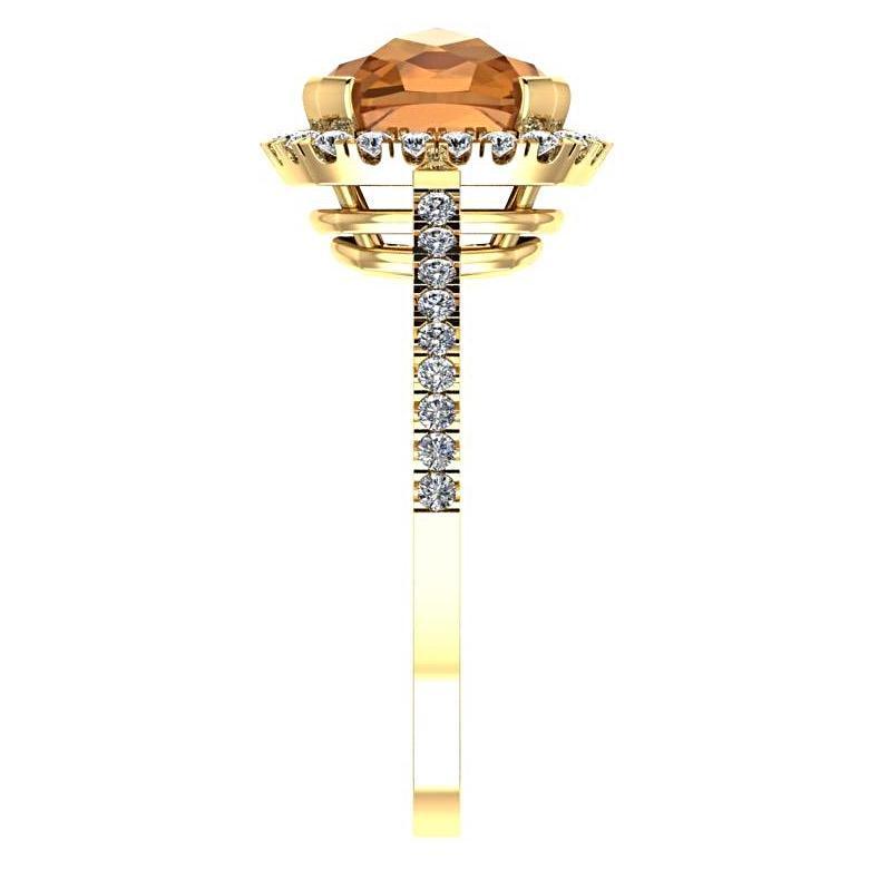 Citrine Cushion Diamond Halo Ring 18K Yellow Gold - Thenetjeweler