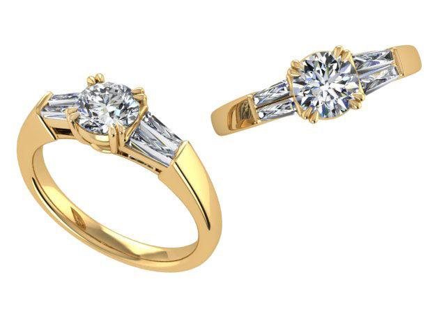 Tapered Baguette Diamond Engagement Ring - Thenetjeweler