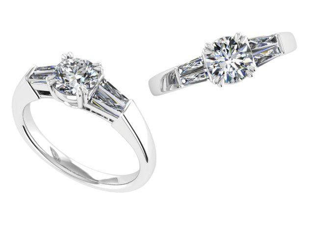 Tapered Baguette Diamond Engagement Ring - Thenetjeweler