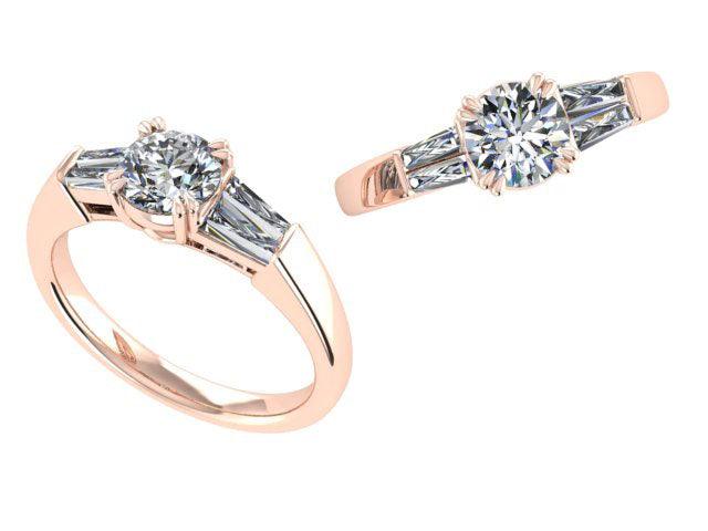 Tapered Baguette Diamond Engagement Ring - Thenetjeweler