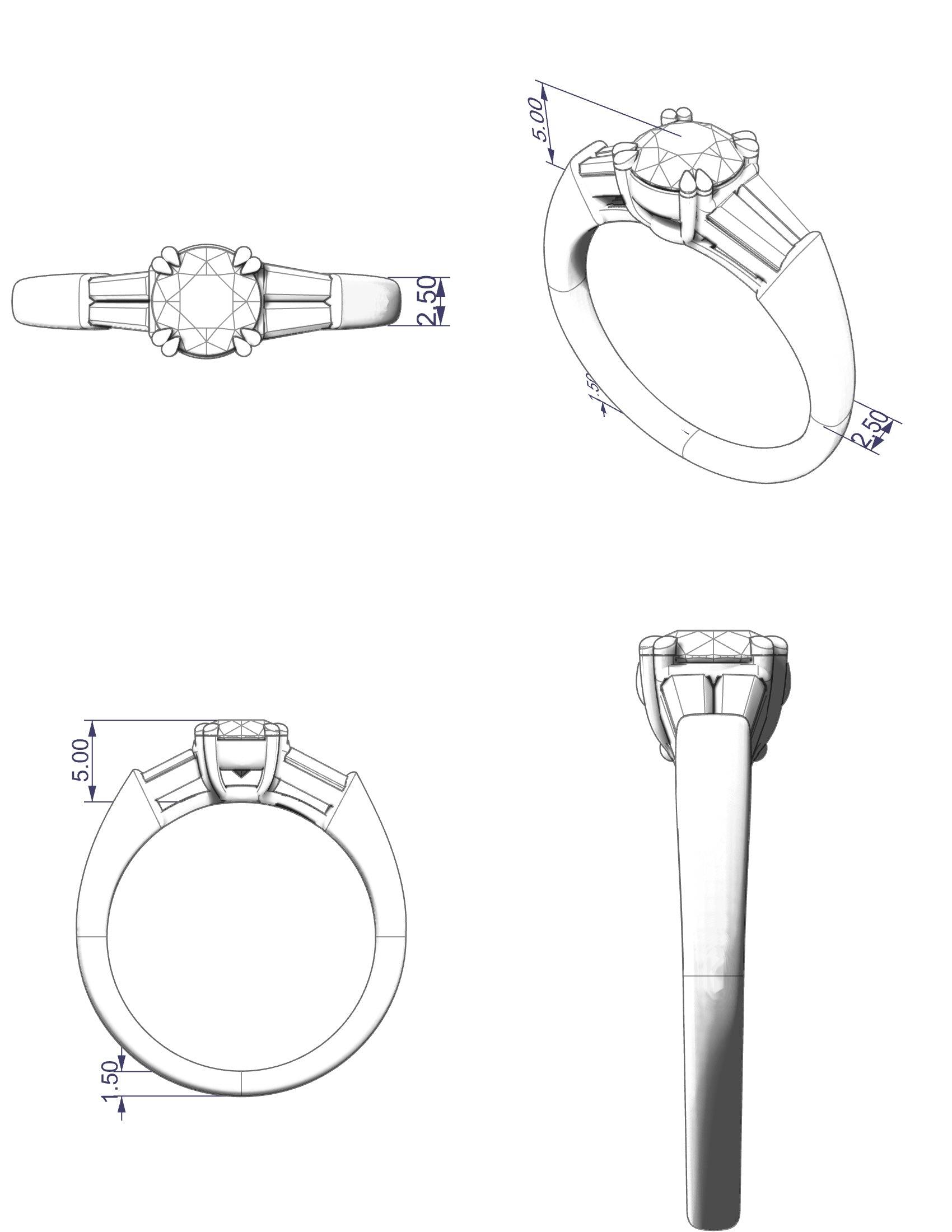 Tapered Baguette Diamond Engagement Ring - Thenetjeweler