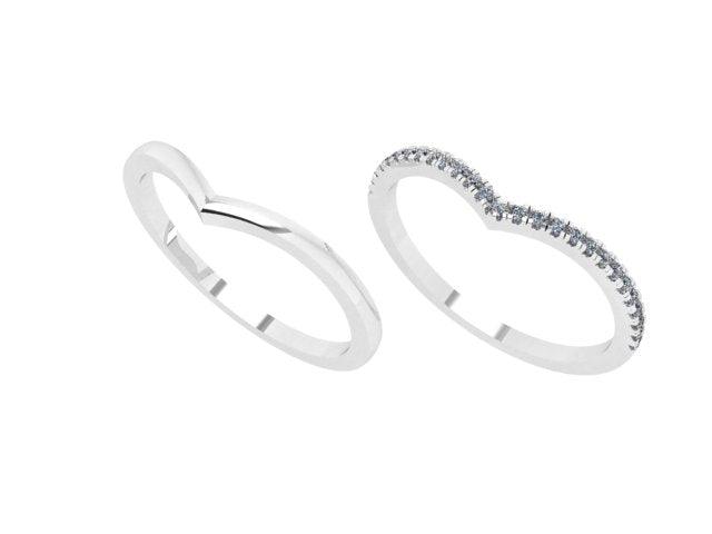 Diamond Stackable Chevron Rings V Shape - Thenetjeweler