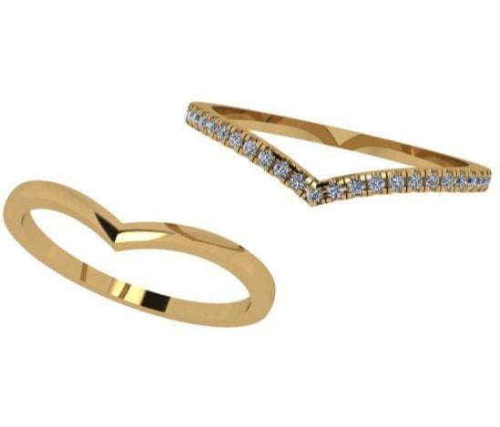 Diamond Stackable Chevron Rings V Shape - Thenetjeweler