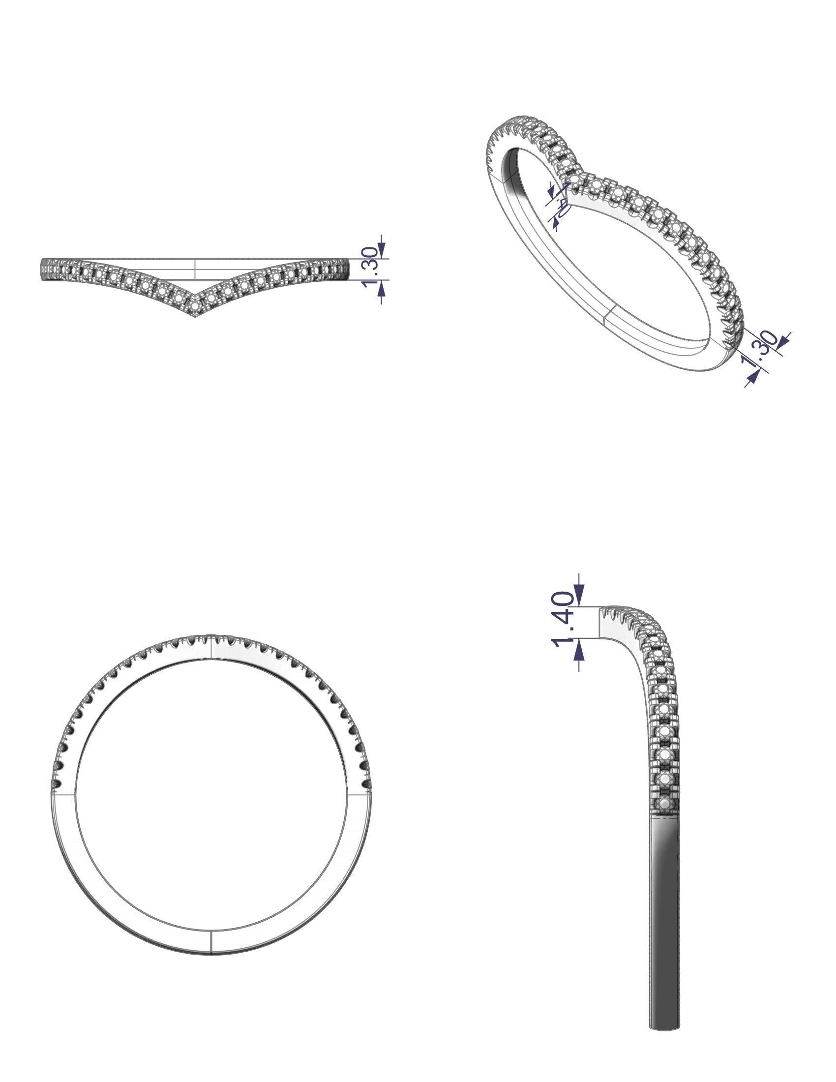 Diamond Stackable Chevron Rings V Shape - Thenetjeweler