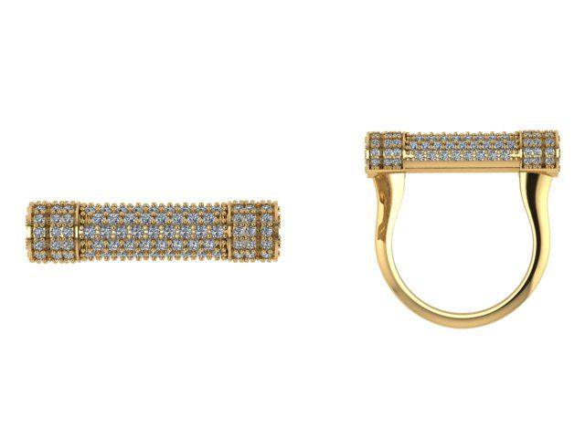 Diamond Bar Ring 14K Gold - Thenetjeweler