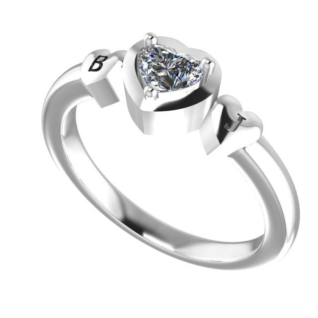 Diamond Heart Ring with Engraving - Thenetjeweler