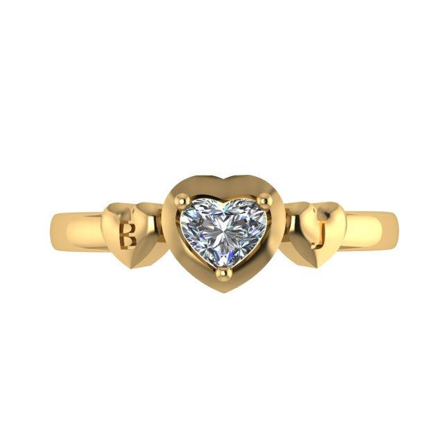 Diamond Heart Ring with Engraving - Thenetjeweler