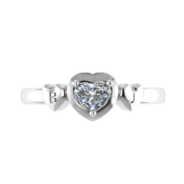 Diamond Heart Ring with Engraving - Thenetjeweler