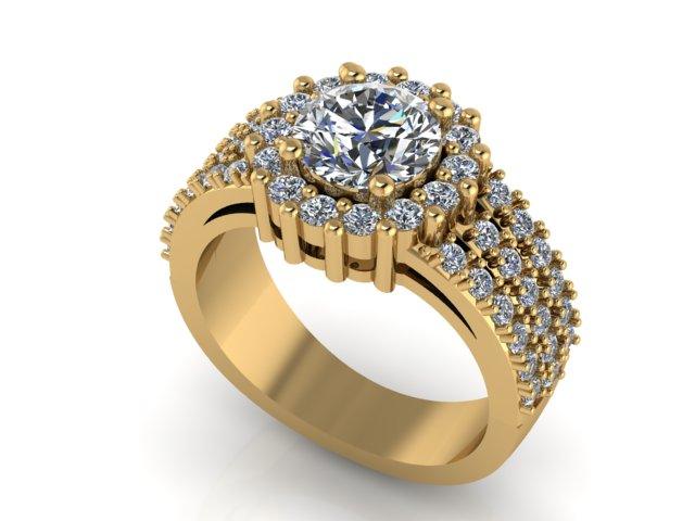 Triple Row Diamond Engagement Ring - Thenetjeweler