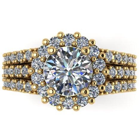 Triple Row Diamond Engagement Ring - Thenetjeweler