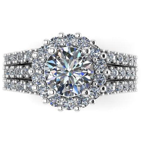 Triple Row Diamond Engagement Ring - Thenetjeweler