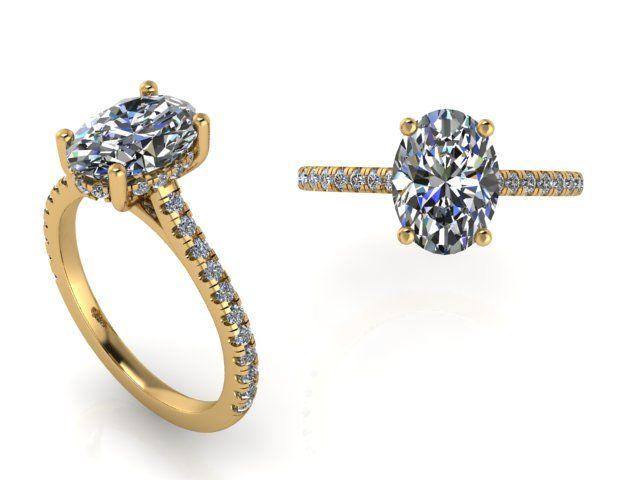 Oval Solitaire Hidden Halo Engagement Ring - Thenetjeweler