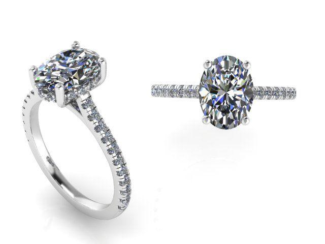 Oval Solitaire Hidden Halo Engagement Ring - Thenetjeweler