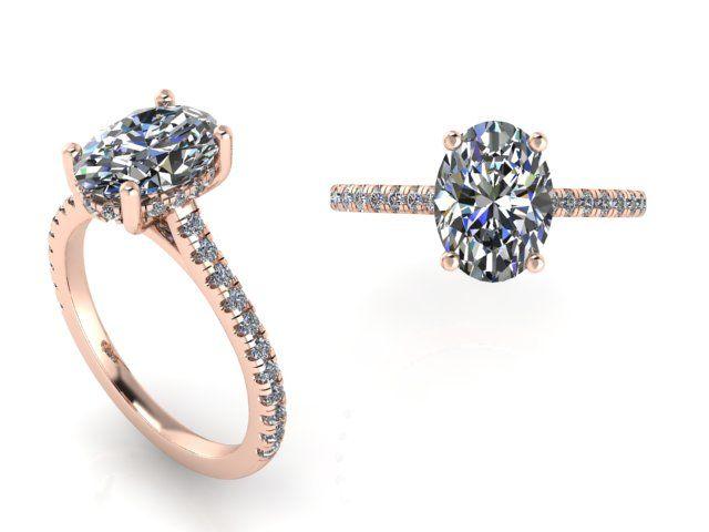 Oval Solitaire Hidden Halo Engagement Ring - Thenetjeweler