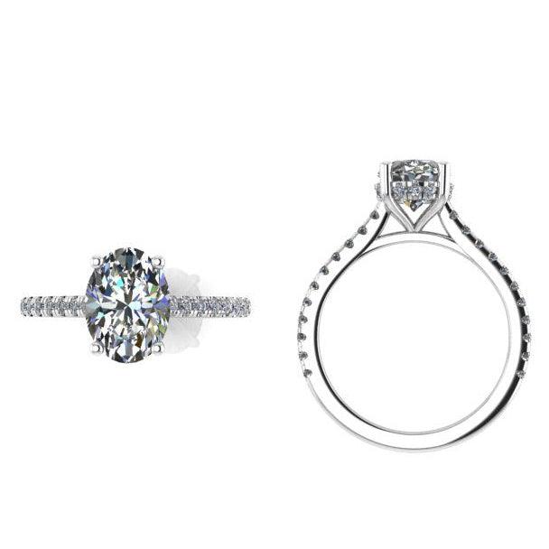 Oval Solitaire Hidden Halo Engagement Ring - Thenetjeweler