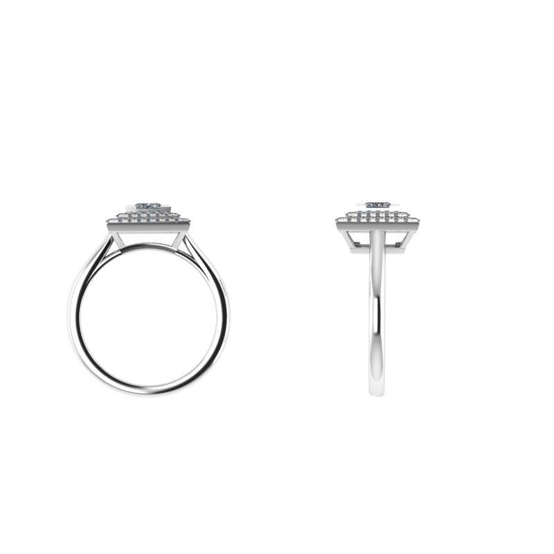 Princess cut double halo diamond engagement ring - Thenetjeweler