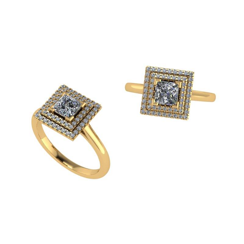 Princess cut double halo diamond engagement ring - Thenetjeweler