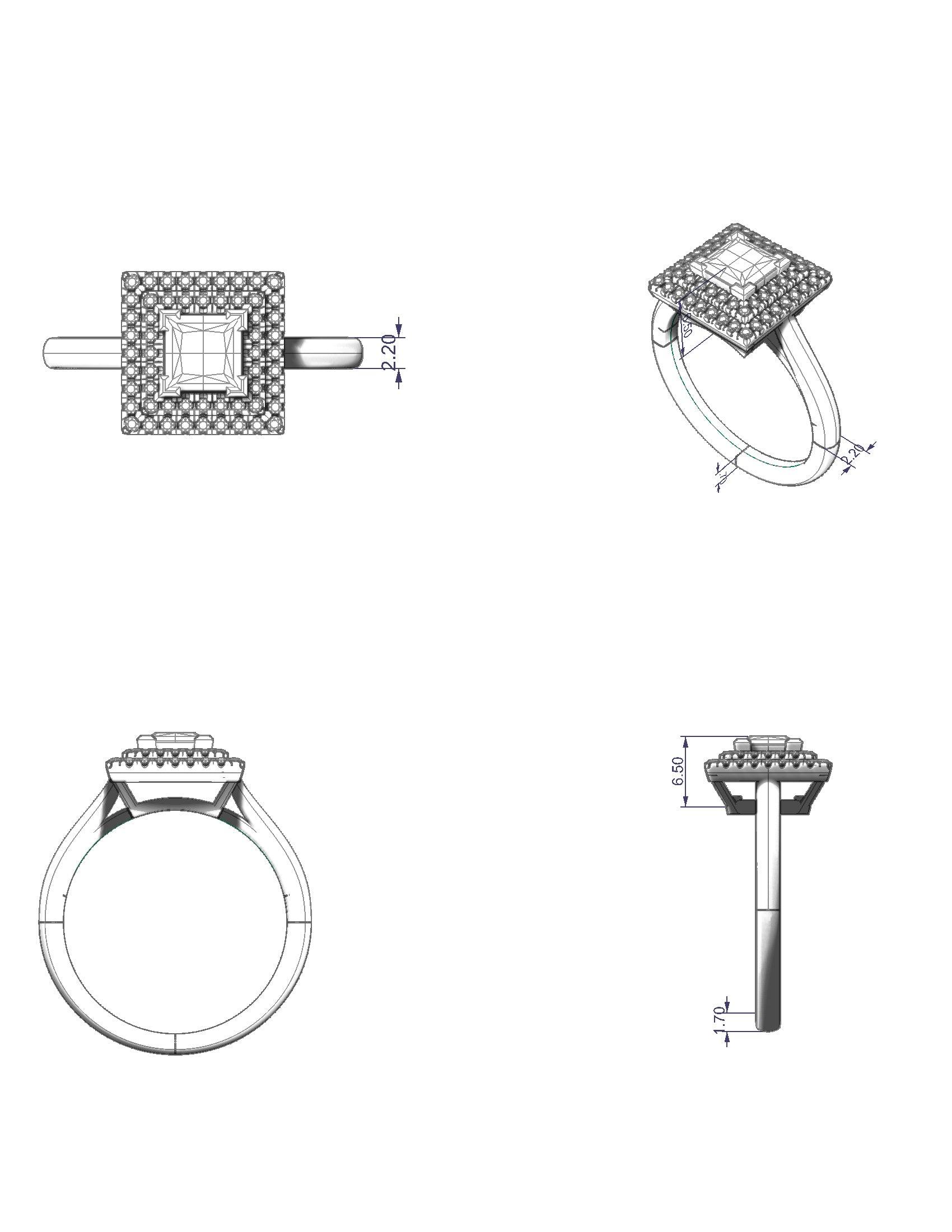 Princess cut double halo diamond engagement ring - Thenetjeweler