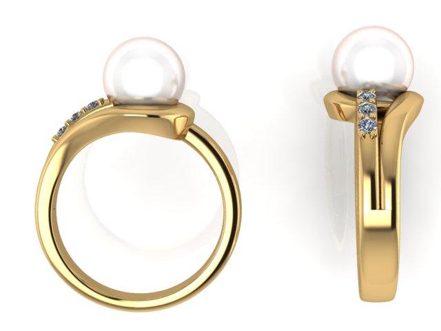 9mm Pearl and Diamond Ring Gold - Thenetjeweler