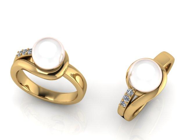 9mm Pearl and Diamond Ring Gold - Thenetjeweler