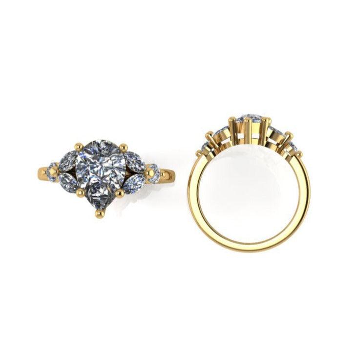 Leaf Pear Diamond Engagement Ring - Thenetjeweler