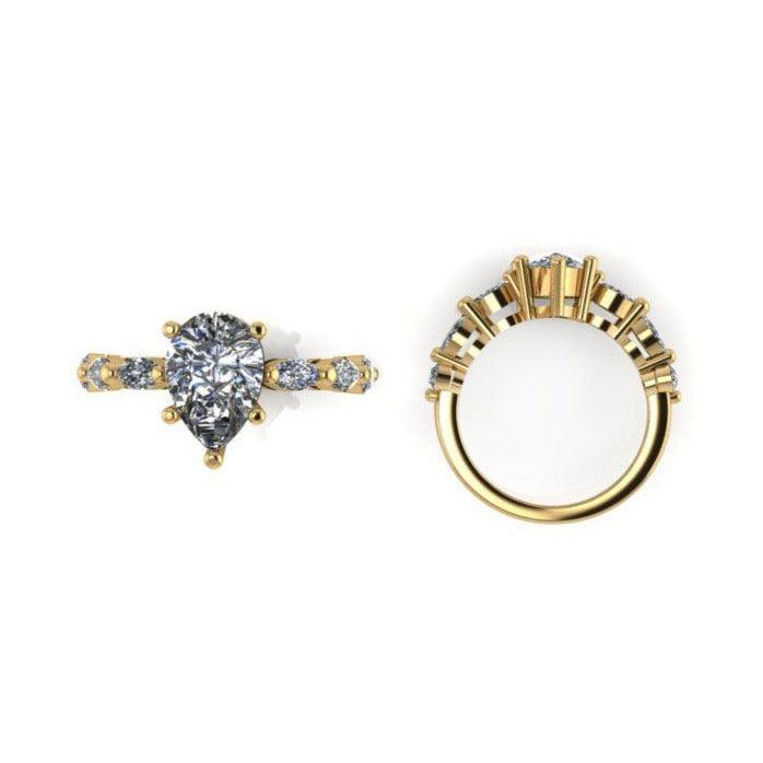 Pear Diamond Side Stones Ring - Thenetjeweler