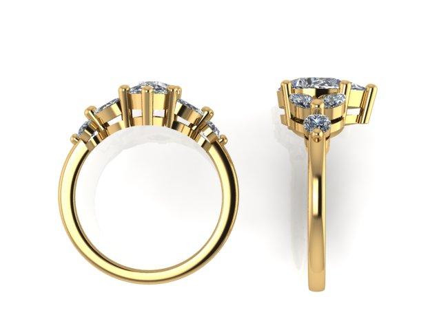 Leaf Pear Diamond Engagement Ring - Thenetjeweler